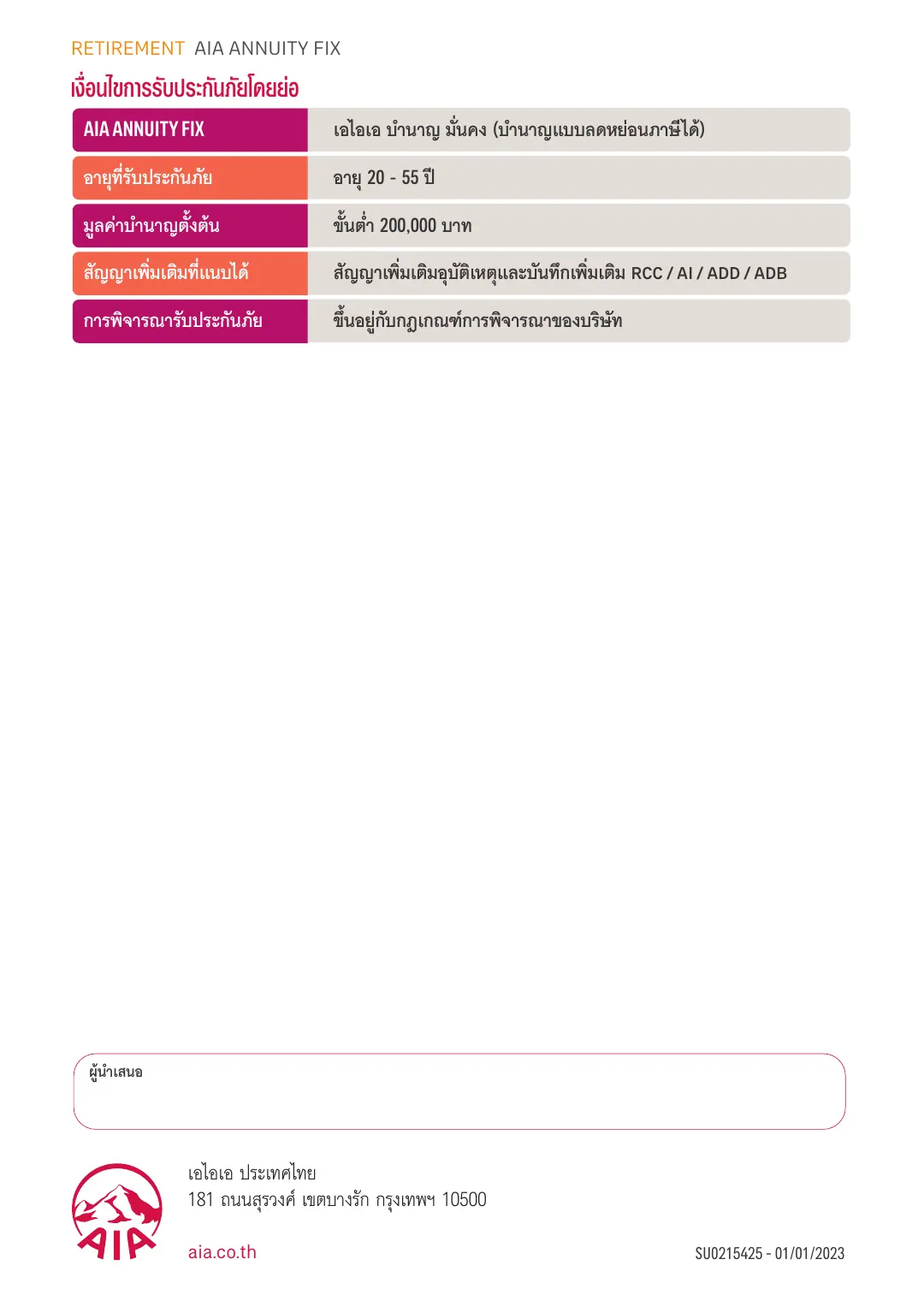 Annuity Fix โบรชัวร์ หน้า 6
