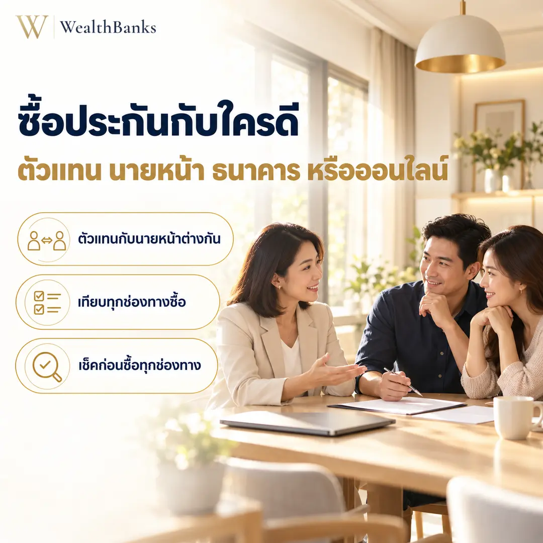 ซื้อประกันกับใครดี เทียบตัวแทน นายหน้า ธนาคาร และออนไลน์