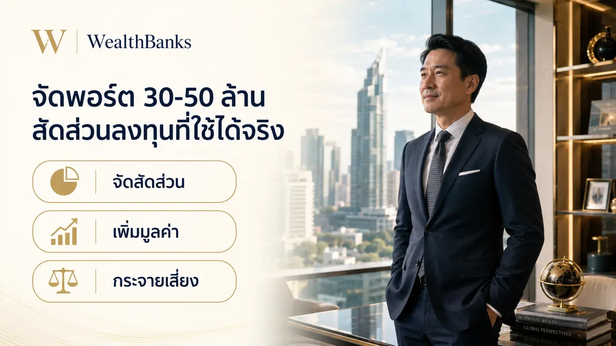 ภาพประกอบบทความ: จัดพอร์ต 30-50 ล้าน — สัดส่วนลงทุนที่ใช้ได้จริง 2026